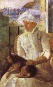 Mary Cassatt Susan on a Balcony Holding a Dog painting